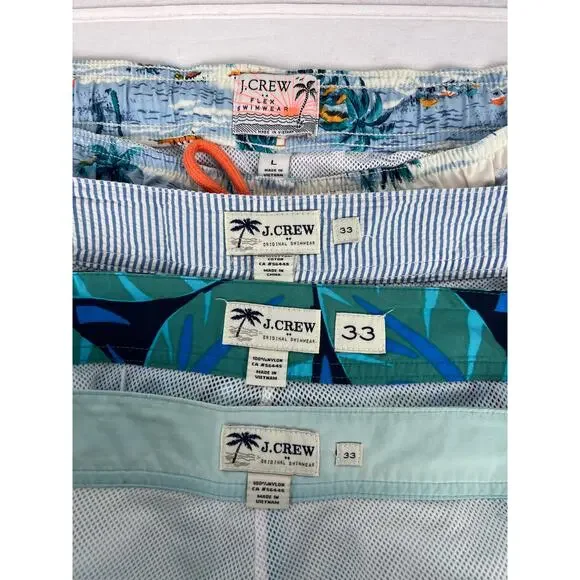 J. Crew Board Shorts Mens Bundle Lot Swimwear Seersucker Tropical Summer Surfer - Picture 8 of 8